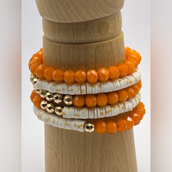 Colorful Boho Chic Stacked Bracelet Set of Ten- Summer Layered Bead Bracelets Se - Picture 4 of 13